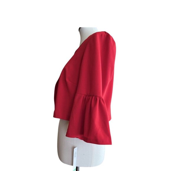 Signature by Signature by RobRobbie Bee Womens Red Cropped Evening Jacket Size L - Picture 7 of 9